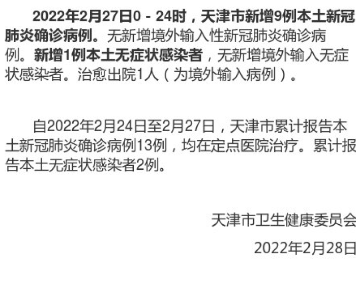 天津疫情最新情况今日新增(天津疫情最新情况今日新增病例) 天津疫情最新情况今日新增(天津疫情最新情况今日新增病例)