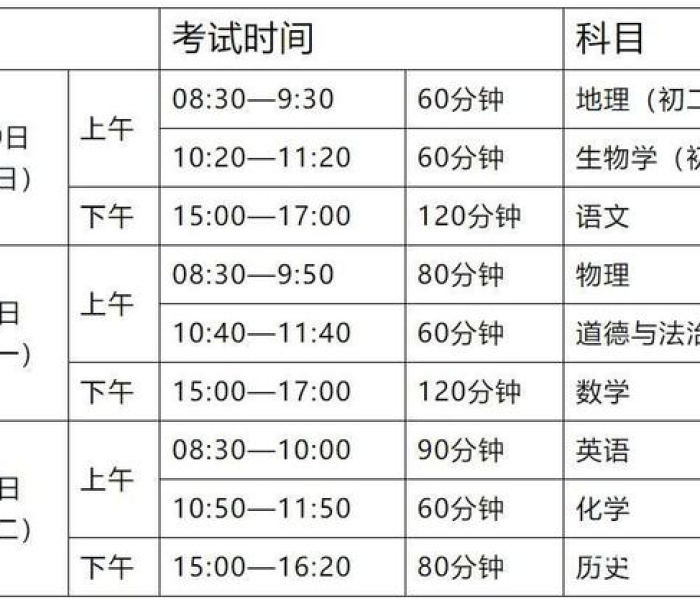 成都市中考时间2024年时间表图片/成都市中考时间2024年时间表