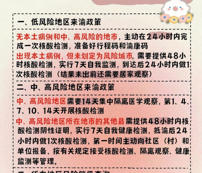 重庆市最新疫情政策（重庆市最新疫情风险划分明细）