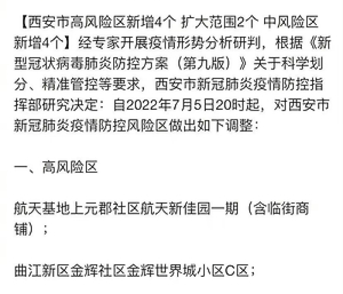 【西安疫情高中低风险区划分,西安市疫情高发区吗】
